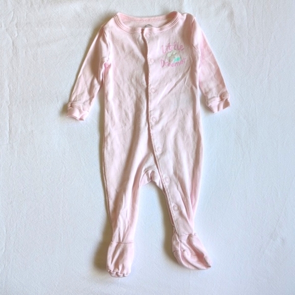 joe fresh 2-pack pink cotton snap footie sleeper pajamas 0-3 months baby girl - Picture 5 of 10